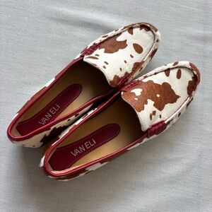 Vaneli Cow Fur Leather Animal Print Slip-On Loafers 8